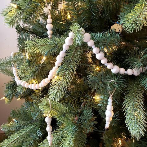 Wood bead garland decor Christmas tree garland mantle | Etsy 10ft Christmas Tree, Bead Christmas Garland, Wood Bead Christmas, Bead Garland Christmas Tree, Diy Christmas Garland, Scandinavian Christmas Decorations, Neutral Christmas Decor, Garland Diy, Christmas Mantel Decorations