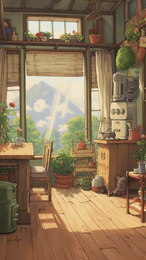 Art Studio Ghibli, Lofi Aesthetic, Anime House, Art Buildings, Studio Ghibli Background, 4k Wallpaper Iphone, Making Movies, Amoled Wallpapers, Studio Ghibli Art