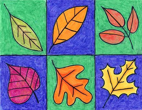 Fall Leaf Art Projects, Leaf Coloring Page, Fall Drawings, Autumn Leaves Art, Plants Art, Fall Art Projects, 4th Grade Art, Art Projects For Kids, Art Lessons For Kids