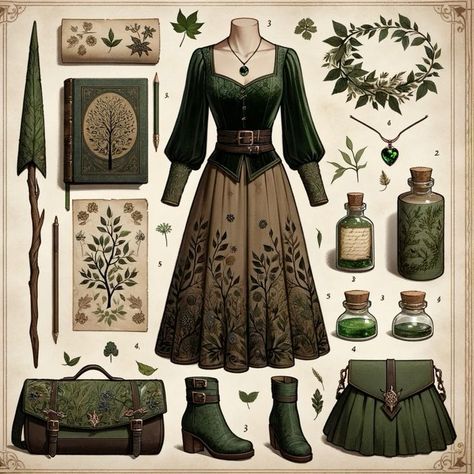 Forest Fairy Clothes, Garden Witch Aesthetic Outfit, D&d Outfits, Botanical Outfit, Mage Outfit, Fashion Layouts, Ren Faire Outfits, Vestidos Anime, Summer Outfits Aesthetic