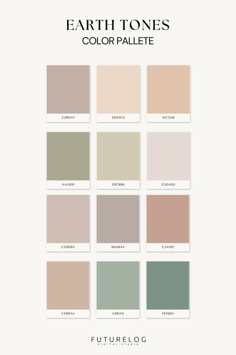 Save it for later! Color palette with earth tones. just get the hexcodes😍 Soft Earth Tone Color Palette, Room Aesthetic Color Schemes, Color Palette Ideas For Home, Earthy Colour Palette Bedroom, Pastel Tones Aesthetic, Pastel Muted Color Palette, Colour Palette Muted, Green Canva Color Palette, Canva Earth Tone Color Palette