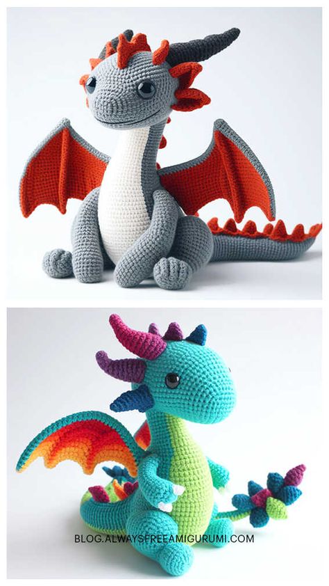 Amigurumi Dragon Crochet Free Pattern Crochet Patterns Dragon Free, Dragons Crochet Patterns Free, Sea Dragon Crochet Pattern Free, Fantasy Dragon Amigurumi, Crochet Dragon Stuffed Animal, Crochet Animals Dragon, Amigurumi Pattern Dinosaur, Mini Dragon Crochet Pattern, Knit Dragon Pattern