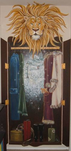 NARNIA - have to do something like this for my boys! Narnia Wardrobe Art, Lion Witch And The Wardrobe Classroom Door, Narnia Bulletin Board, Narnia Mural, Narnia Classroom, Narnia Door, Closet Mural, Narnia Room, Narnia Christmas