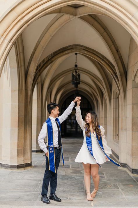 Grad Photo Ideas Couple, Couple Grad Poses, Grad Poses With Boyfriend, Boyfriend Girlfriend Graduation Pics, Graduation Photoshoot Ideas Couple, Graduation Poses Couples, College Graduation Pictures With Boyfriend, Grad Pics With Boyfriend, Couples Graduation Photos