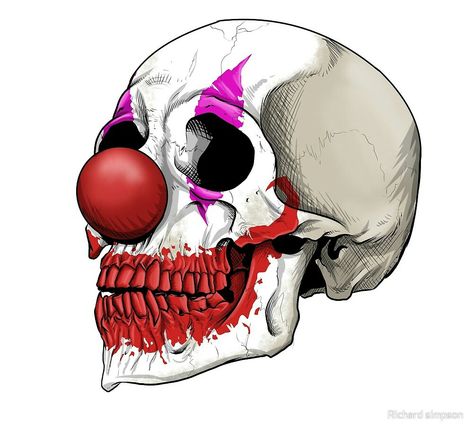 Clown Skull Clown Skull Drawing, Skull Clown Tattoo, Skeleton Clown, Skull Clown, Clown Skull, Clown Tattoos, Skull Sketch, Clown Tattoo, Skeleton Drawings