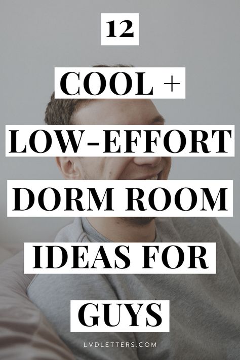 12 cool + low-effort dorm room ideas for guys Male Dorm Decor, Guys Dorm Room Ideas Decor, Mens College Dorm Room Ideas, Men’s Dorm Ideas, Guy Dorm Room Ideas, Dorm Rooms For Guys, Dorm Room Decor For Guys, Freshman Dorm Room Ideas, Mens Dorm Room Ideas