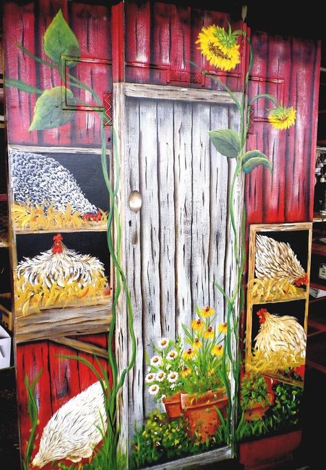 Coop Art, Coop Decor, Cute Chicken Coops, Chicken Coop Decor, Chicken Coop Signs, Garden Mural, Chicken Signs, Storage Building, Chicken Crafts