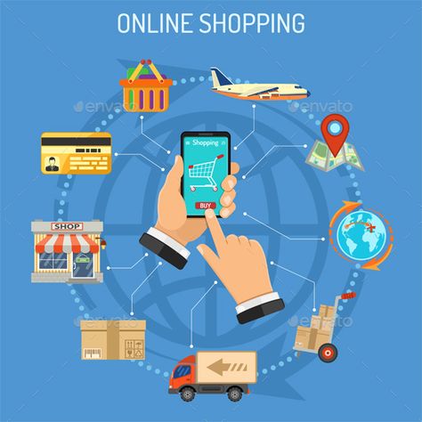 Online Services Logo, Shopping Online Illustration, Online Shopping Pictures, Online Shopping Illustration, Business Idioms, Makeup Gifts Basket, Smartphone Store, Cargo Logistics, Logistics Design