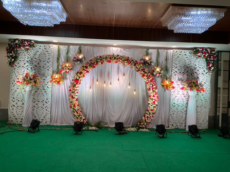 Reception Stage Decoration Indian Indoor, Marriage Background, Reception Stage Decoration, Engagement Stage, Engagement Design, Indian Wedding Decorations Receptions, Naming Ceremony Decoration, Engagement Stage Decoration, Engagement Decoration