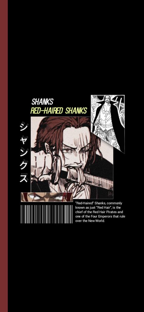 Red Haired Shanks Wallpaper, Shanks Black Wallpaper, Shanks Aesthetic Wallpaper, Red Wallpaper One Piece, Shanks Manga Wallpaper, Shanks Profile Picture, Shanks Wallpaper Iphone, Red Hair Shanks Wallpaper, One Piece Wallpaper Shanks