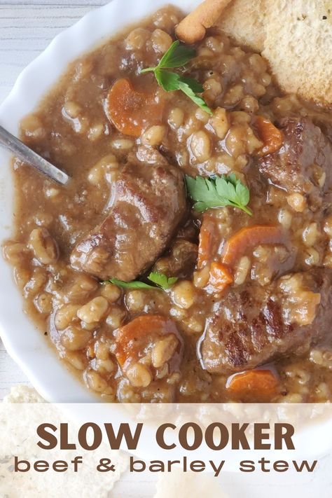 Slow Cooker Beef Barley Stew, Beef Barley Stew In Crockpot, Beef And Barley Stew, Beef Barley Stew, Easy Delicious Meals, Slow Cooker Stew Recipes, Barley Stew, Beef And Barley, Cooking Trout