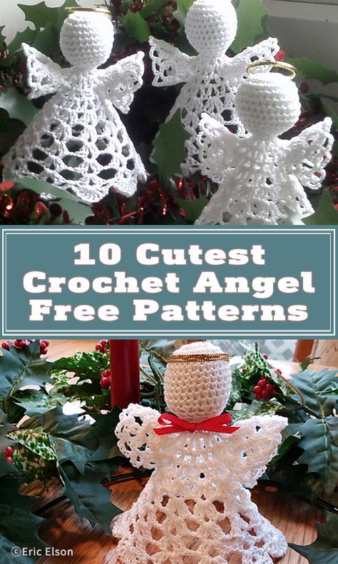 10 Cutest Crochet Angel Free Patterns - I Good Ideas Angel Crochet Pattern Free, Angels Crochet, Crochet Christmas Ornaments Free Pattern, Crochet Angel Pattern, Cutest Crochet, Christmas Angel Crafts, Angel Pattern, Crochet Christmas Ornaments Free, Crochet Snowflake