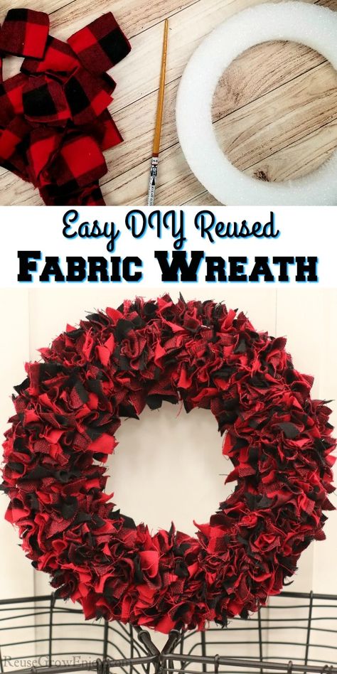 Reuse Fabric, Americana Crafts, Straw Wreath, Easy Wreaths, Easy Diy Wreaths, Material Wreaths, Folded Fabric, Fabric Wreath, Rag Wreath