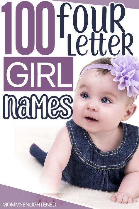 Looking for a pretty 4 letter girl name? These baby name options include nature, unisex, and biblical girl name options that you'll find gorgeous. We think you'll find the perfect name for your baby girl here. #babynames #girlnames #mommyenlightened 4 Letter Names, Full Name Ideas Girl, English Names For Girls, Long Girl Names With Nicknames, 4 Letter Names Girl, 4 Letter Girl Names, Baby Gurl Names, Biblical Girl Names, Nature Names