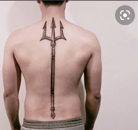 Trident Spine Tattoo, Trident Back Tattoo, Trident Tattoo, Back Tattoo, Skin, Tattoos