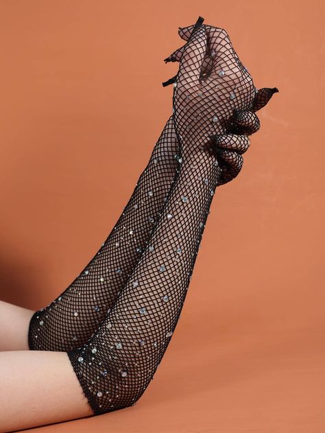 Rhinestone Decor Fishnet Gloves Long Gloves Aesthetic, Bedazzled Fishnets, Black Fishnet Gloves, Glittery Gloves, Pink Fishnet Gloves, Blue Fishnet Gloves, Gloves Aesthetic, Fishnet Gloves, Fish Net