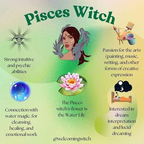 Witch Zodiac Signs, Pisces Witchcraft, Pisces Witch, Pisces Lover, Astrology Basics, Wiccan Sabbats, Pisces Personality, All About Pisces, Pisces Astrology