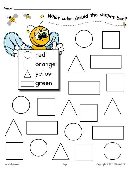 3 FREE Bee Themed Shapes Coloring Pages!