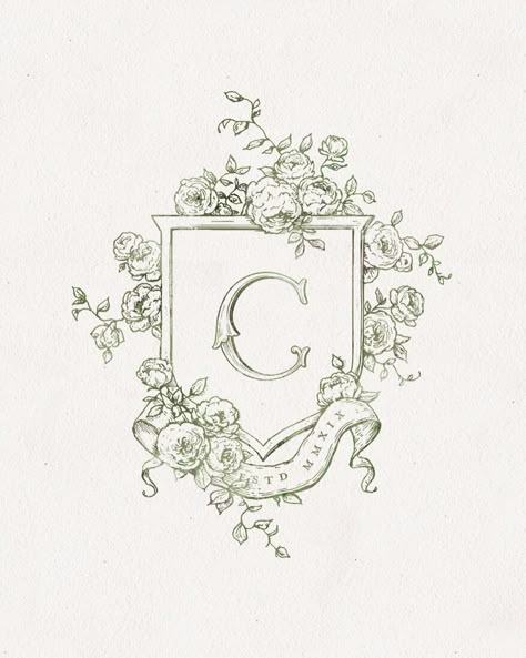 Floraison Design Co. on Instagram: “I know you’re not supposed to play favorites when it comes to client projects, but I really, *really* love this crest created as a submark…” New Branding, Wedding Crest, Illustration Botanique, Textile Designer, Dream Client, Wedding Logos, New Logo, Wedding Stationary, 로고 디자인