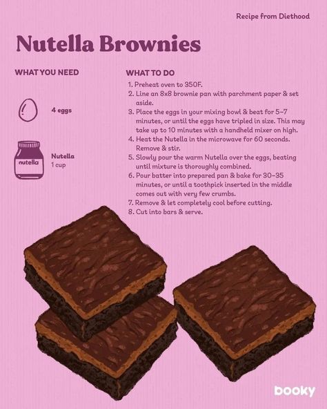 Nutella Brownies Recipe, How To Make Nutella, Homemade Recipe Books, Birthday Cake Decorating Ideas, Homemade Cookbook, Nutella Brownies, Food Infographic, Sweet Dishes Recipes, Tasty Recipes Videos