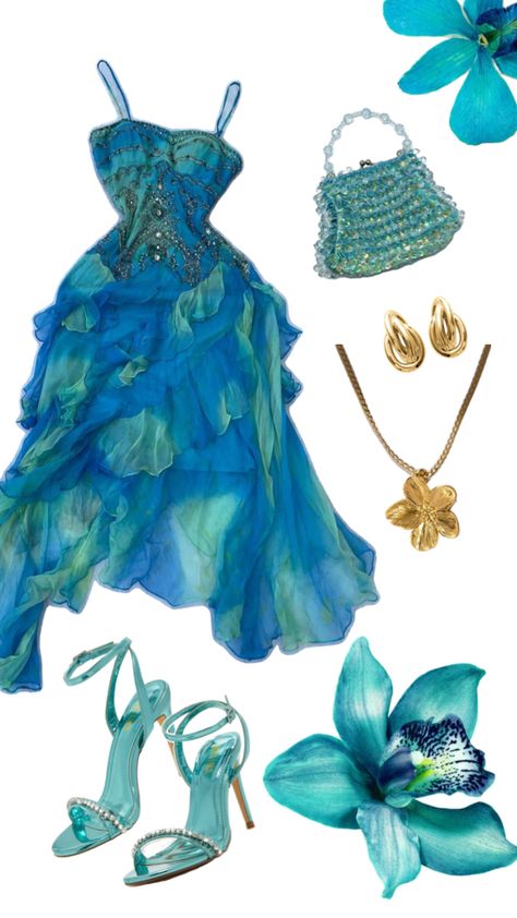 #fashion Aquamarine Outfit, Sirens Fashion, Aqua Outfit, Mood Board Fashion Inspiration, Sabrina Carpenter Outfits, Sewing Barbie Clothes, Mermaid Outfit, Dress Hairstyles, Evening Outfits