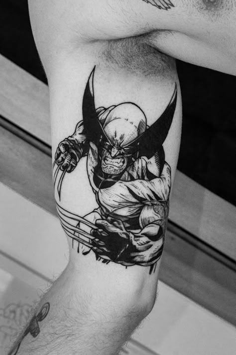 Comic Book Tattoo Ideas, Marvel Comics Tattoo, Comic Style Tattoo, Marvel Inspired Tattoos, X Men Tattoo, Terminator Tattoo, Logan Tattoo, Wolverine Tattoo, Comic Book Tattoo