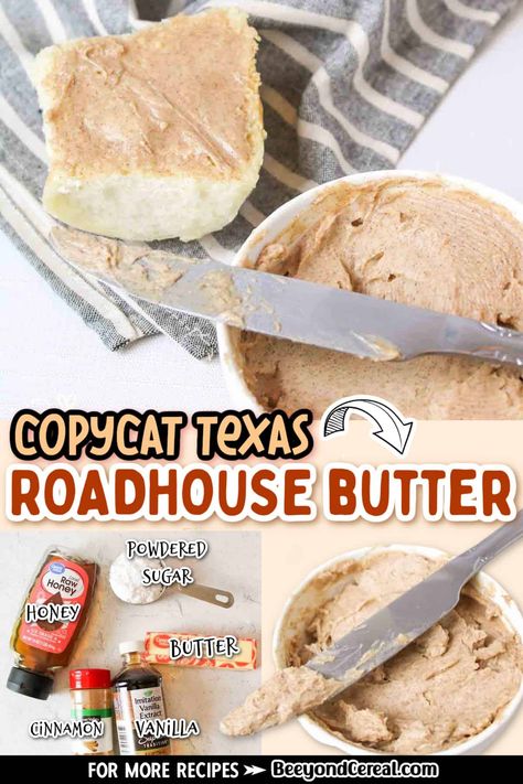 This copycat Texas roadhouse butter recipe is better than the real thing and so much cheaper to make, considering that you don't have to buy an entire meal alongside it. Just grab some soft bread and start snacking away. Yum! Tx Roadhouse Butter, How To Make Texas Roadhouse Butter, Homemade Texas Roadhouse Butter, Texas Roadhouse Butter Recipe Copycat, Texas Roadhouse Cinnamon Butter Recipe, Texas Roadhouse Honey Butter, Texas Roadhouse Rolls Butter, Copycat Texas Roadhouse Butter, Road House Butter