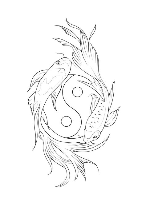 Coy Fish Coloring Pages, Male Tattoo Stencil Ideas, Word Tattoo Stencil Outline, Detailed Tattoo Stencil, Practice Tattoos For Beginners, Choi Fish Tattoo, Ways Tattoo Stencil, Small Tattoo Sketch, Spiritual Tattoo Stencil