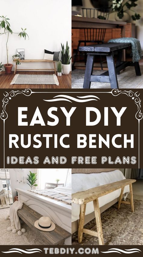 15 DIY Rustic Bench Ideas - How to Build a DIY Rustic Bench Pallet Bench Diy Easy, Diy Rustic Bench Entryway, Rustic Bench Ideas, Rustic Outdoor Bench, Diy Rustic Bench, Pallet Bench Diy, Rustic Outdoor Benches, Floating Bench, Rustic Wood Bench