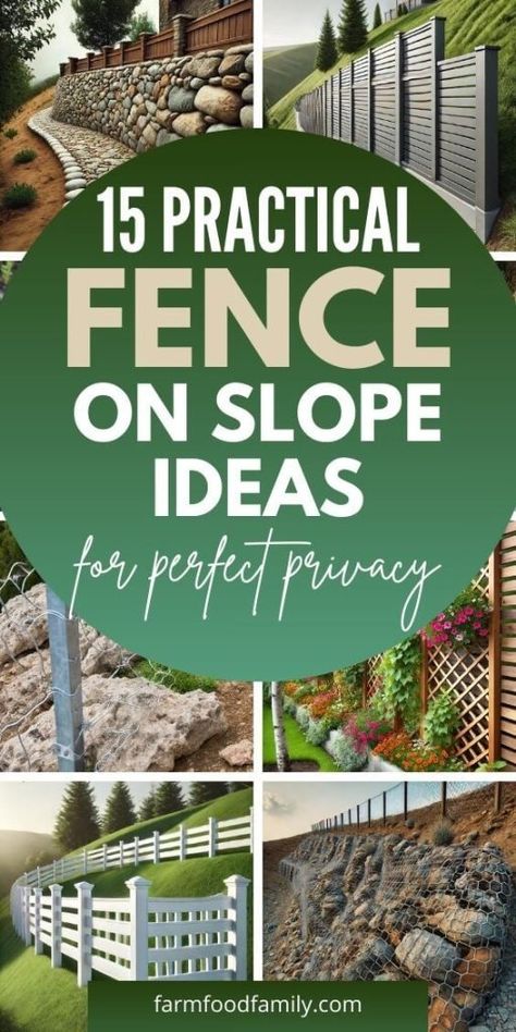 15 Brilliant Fence on Slope Ideas for a Stunning Yard Makeover 36 Fence Ideas For Sloped Yard, Fence Ideas On A Slope, Fence Ideas For Hilly Yard, Fencing For Sloped Yards, Sloped Backyard Fence Ideas, Fence For Sloped Yard, Fence On A Sloped Yard, Fencing Ideas For Sloped Yard, Hillside Fence Ideas