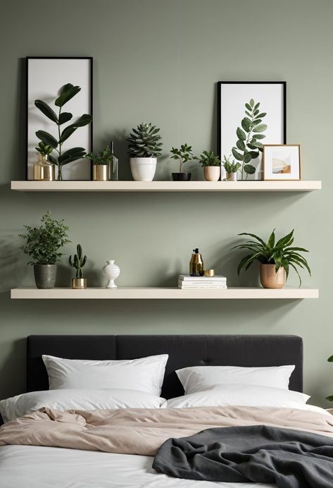 White Cream And Sage Bedroom, Black Sage Bedroom, Bedroom Design Sage Green, Dark Green And Cream Bedroom, Light Sage Green Bedroom, Green Cream Bedroom, Dark Green And Black Bedroom, Sage Green And Cream Bedroom, Green And Beige Bedroom