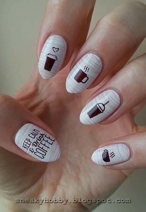 Coffee Nail Designs, Coffee Nails Designs, Crazy Nail Art, Coffee Nails, Crazy Nails, Beautiful Nail Designs, Cute Nail Art, Gel Nail Designs, Fabulous Nails