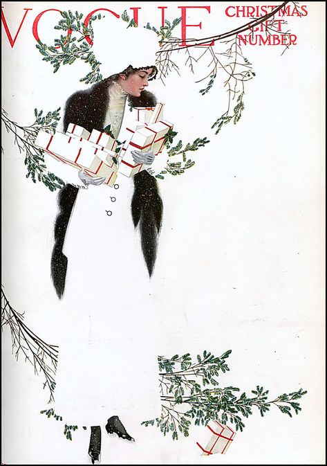 Vogue Christmas cover illustrated by Coles Phillips, Decem… | Flickr Vogue Christmas, Coles Phillips, Images Hello Kitty, Fashion Pic, Christmas Cover, Vogue Covers, Christmas Poster, Love Illustration, December 1