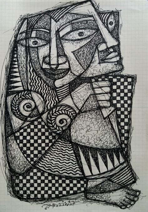 Title : Indian Woman Medium : Drawing on paper Artist : Rupchand Kundu Doodle Practice, Neurographic Art, Abstract Expressionist Art, Drawing On Paper, Expressionist Art, Indian Woman, Pen Sketch, Ink Pen, Paper Artist