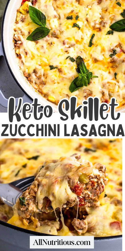 Looking for quick and delicious keto dinners? This Zucchini Lasagna Skillet is the perfect high-protein meal that's packed with flavor. One of the best skillet meals for satisfying those lasagna cravings without derailing your low carb diet! Enjoy this one pan dinner. Low Carb High Protein Lasagna, Fast And Easy Low Carb Dinners, Low Carb Take Out Options, Easy Dinner Ideas Low Carb, Easy Low Carb Dinner Recipes For Family, Meal Prep Low Carb High Protein, Healthy No Carb Dinner Recipes, Keto Skillet Meals, Quick Low Carb Dinner