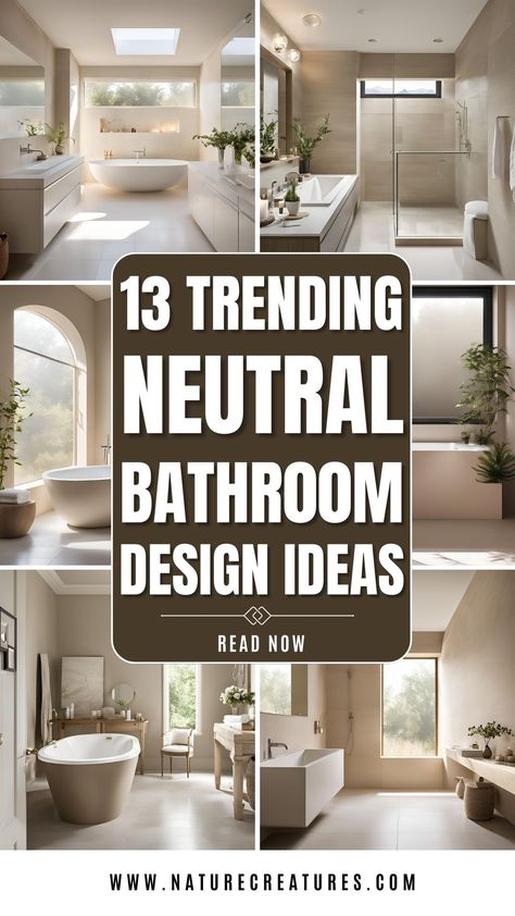 Visit our blog now to explore modern neutral bathroom inspiration ideas! Discover how to create a serene and stylish space with soft tones, sleek fixtures, and minimalist decor. Perfect for achieving a timeless and relaxing bathroom design. Click now for expert tips and transform your bathroom into a modern haven today! Cream Bathrooms Modern, Clean Line Bathroom Ideas, Wood Toned Bathroom Vanity, Neutral Tone Bathroom Ideas, Contemporary Bathroom Remodel Ideas, Neutral Bathroom Cabinet Colors, Neutral Primary Bathroom, Off White Bathroom Ideas, Neutral Bathroom Ideas Earth Tones Master Bath