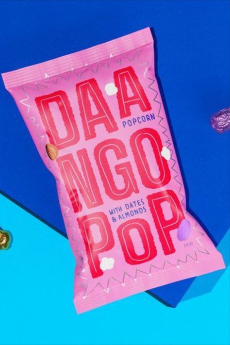 DAANGOPOP's Pink And Red Color Combination Packs A Punch Popcorn Trail Mix, Dynamic Typography, Pink Snacks, Red Color Combinations, Snack Brands, Buffet Set, Food Branding, Candy Packaging, Pink Foods