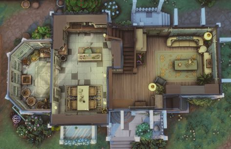 Cottagecore Sims House Layout, Sims 3 Cottage House, Sims 4 House Aesthetic, Sims4 House Layout, Large Cottage House Plans, Ts4 Interior, Sims Layout, Sims 4 House Blueprints, Sims 4 Small Cottage