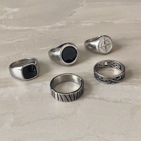 Men's Silver Rings - Black Onyx Signet Ring - Twisted Vintage Pattern Band

Find the perfect men's silver ring with a black onyx signet and twisted vintage pattern band. Perfect for everyday wear or a special occasion. #mensrings #silverrings #onyxring #twistedring https://whispers-in-the-wind.com/discover-the-latest-mens-accessory-trends-for-2024/?genuine-leather-weaved-double-layer-mens-bracelets Men’s Rings, Silver Rings Men, Cool Rings For Men, Onyx Signet Ring, Rings Men, Mens Jewellery, Mens Rings Fashion, Rings Black, Ring Mens