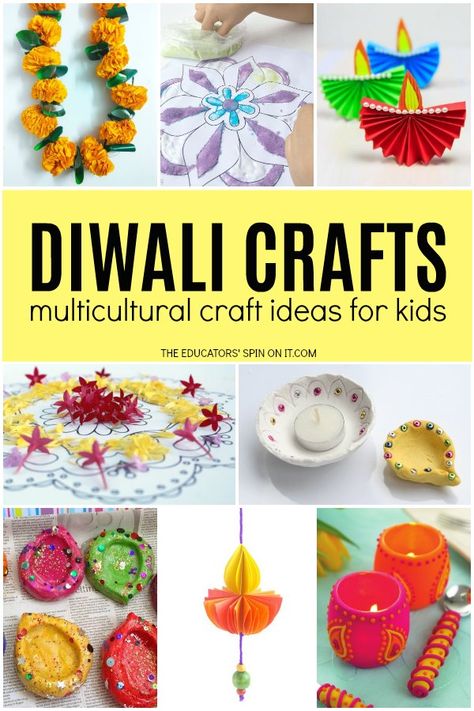 Easy Diwali Crafts for school. Featuring ideas for Diyas, Rangolis and more for the Festival of Lights Diwali Crafts For Kids, Diwali Craft For Children, Multicultural Crafts, Diwali For Kids, Diwali Crafts, Diwali Activities, Fireworks Craft, Diwali Party, Diwali Craft