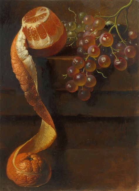 Still life, with wonderful unfurled orange peel, by Dutch still-life specialist Albertus Steenbergen. (Image source: Rijksmuseum) Peeled Orange, Dutch Still Life, Bunch Of Grapes, Grape Bunch, Foto Art, Old Paintings, Still Life Art, Classical Art, Still Life Painting