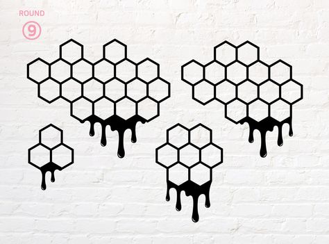 Dripping Honeycomb Drawing, Beehive Outline, Honeycomb Vector, Dripping Honeycomb, Honeycombs Drawings, Honeycomb Svg, Hexagon Tattoo, Honeycomb Tattoo, Dog Films