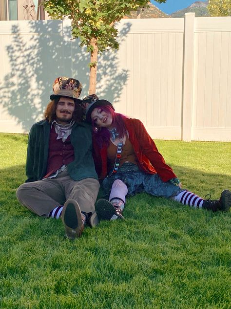 mad hatter couple costume Mad Hatter Costume Men’s, Mad Hatter Guys Costume, Mad Hatter Mens Costume, Mad Hatter Couple Costume, Mad Hatter Costume Men, Mad Hatter Outfit, Mad Hatter Cosplay, Hatter Costume, Mad Hatter Costume