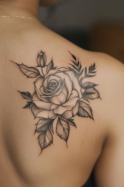 25+ Shoulder Tattoos For Women Rose Tattoo Back Shoulder, Soft Rose Tattoo, Women’s Shoulder And Arm Tattoos, Inner Shoulder Tattoo, Rose Shoulder Cap Tattoo, Rose On Shoulder Tattoo, Shoulder Tattoos For Women Flower, Back Shoulder Tattoo Women, Rose Shoulder Tattoos For Women