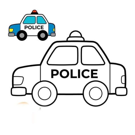 Police Car Template Free Printable, Coloring Pages For 3yrs Old, Helper Cars Birthday, Vehicles Drawing For Kids, Car To Draw, Police Car Drawing, Car Drawing For Kids, Police Car Coloring Page, Police Car For Kids