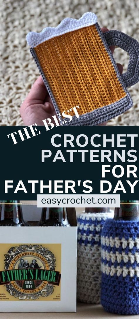 50th Birthday Crochet Ideas, Crochet Ideas For Fathers Day, Crochet For Husband, Quick Crochet Gifts For Men, Crochet Mens Gifts, Crochet Gift Men, Fathers Day Crochet Ideas, Crochet Presents For Men, Small Crochet Gifts For Men