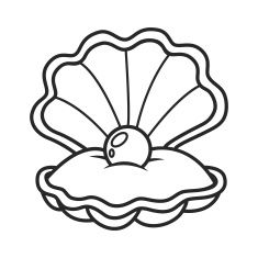 scallop seashell with pearl vector art illustration Pola Sulam, Sea Theme, Art Et Illustration, Vector Art Illustration, Seashell Crafts, Art And Illustration, Free Vector Graphics, Colouring Pages, Rock Art