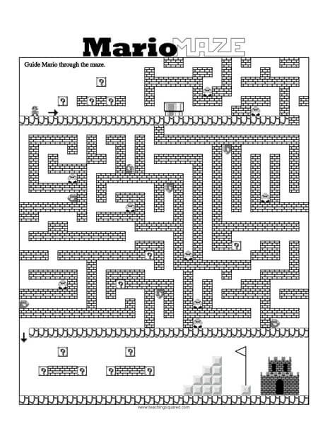 Help guide Mario through the maze to get to the end of the level in this fun Super Mario Maze Workhseet. Super Mario Free, Square Character, Popular Video Games, Homeschool Curriculum Planning, Room Activities, Super Mario Coloring Pages, Super Mario Bros Birthday Party, Fast Finisher Activities, Maze Worksheet