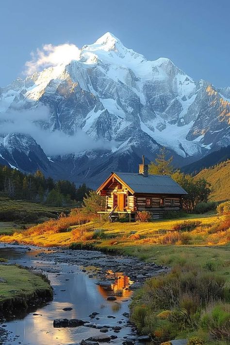 Dobro Vece, Building A Small House, New Mexico Homes, Places In Switzerland, Mountain Landscape Painting, Beautiful Art Paintings, Phone Wallpaper Design, Mountain Homes, Forest House