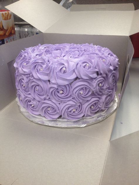 Lavender rosette cake Lavender Birthday Cake Ideas, Lavender Bday Cake, Purple Rose Cake Birthday, Lavender Colored Cake, Lavender Cake Designs Birthday, Lavender Sweet 16 Cake, Purple Colour Cake Designs, Lavender Cake Ideas, Lavendar Birthday Party